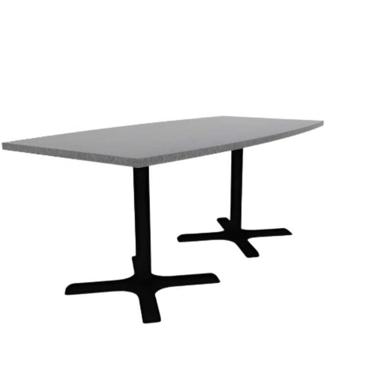 Proof 36″ x 72″ Boat Pedestal Cafe Table with X-Base Pair HPL Top