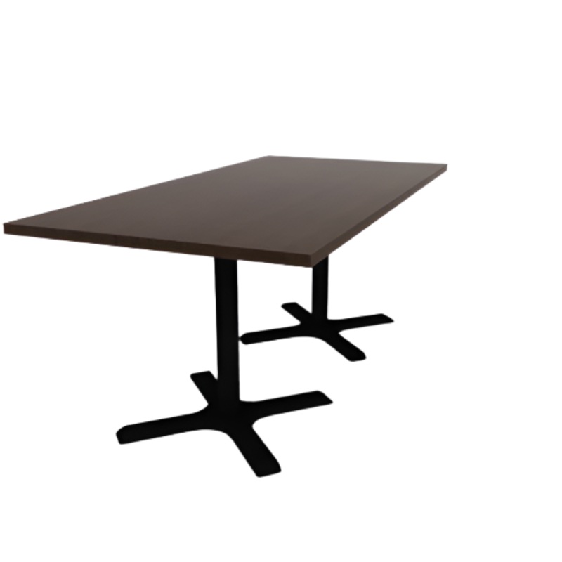 Proof 36″ x 72″ Rectangle Pedestal Cafe Table with X-Base Pair TFL Top
