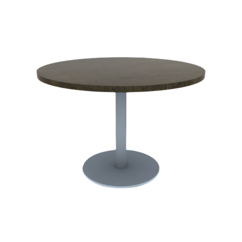 Proof 42″ Dia Round Pedestal Cafe Table with Round Stainless Steel Base Solid Wood Top