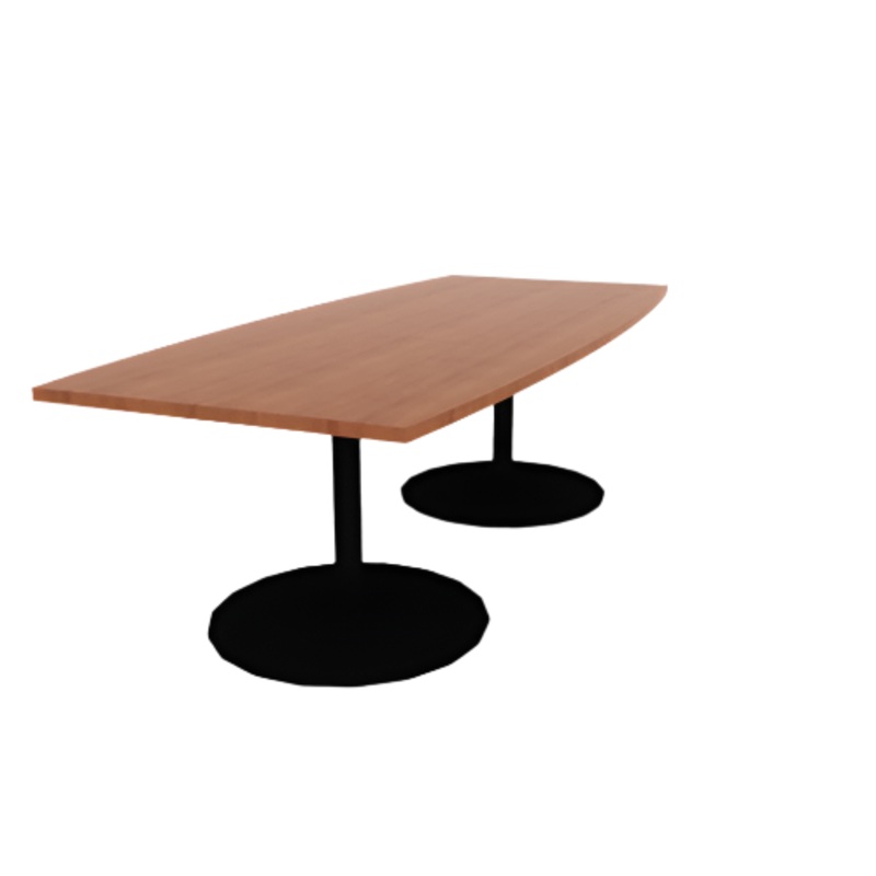 Proof 42″ x 96″ Boat Pedestal Cafe Table with Cast Iron Round Base Pair HPL Top