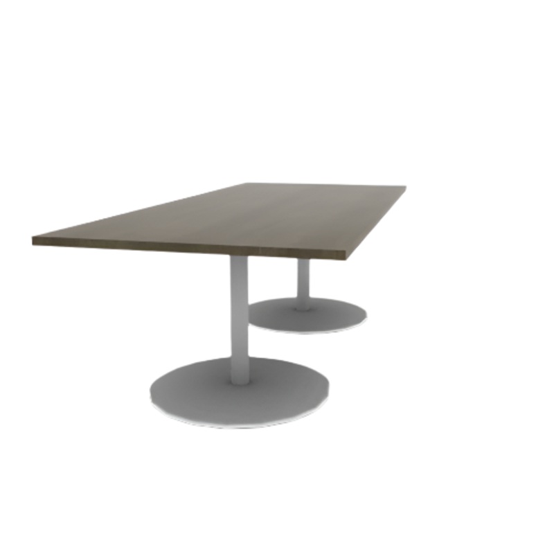 Proof 42″ x 96″ Rectangle Pedestal Cafe Table with Round Base Pair Solid Wood Top