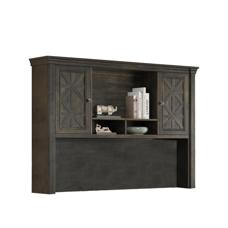 Stockton Executive Hutch with Center Open Storage Area Dark Chocolate