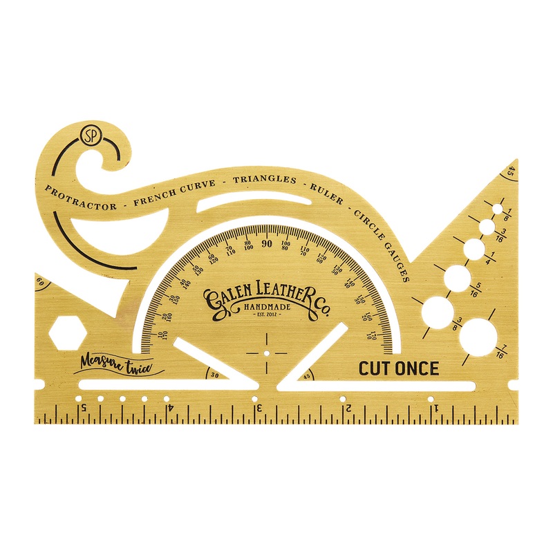 Galen Leather Brass Protractor and Combined Tool