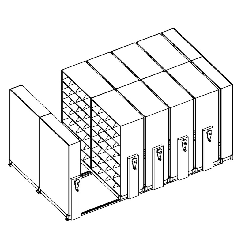 Mobile Lite Typical 15′ x 9′; Letter End Tab Filing, 7-Tier, Locking System, 6,527 LFI