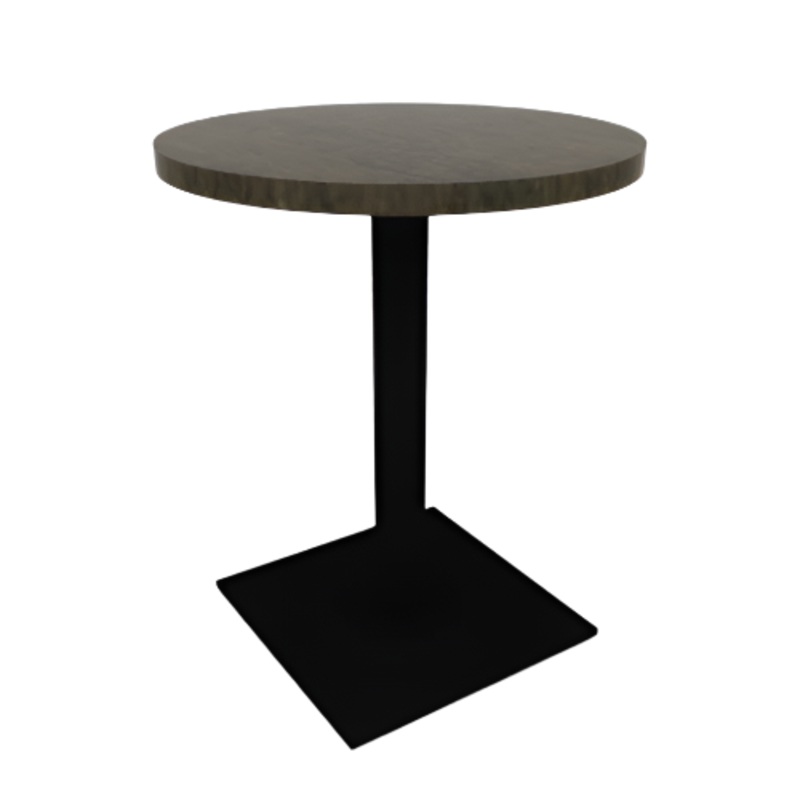 Proof 24″ Dia Round Pedestal Cafe Table with Square Steel Base Solid Wood Top