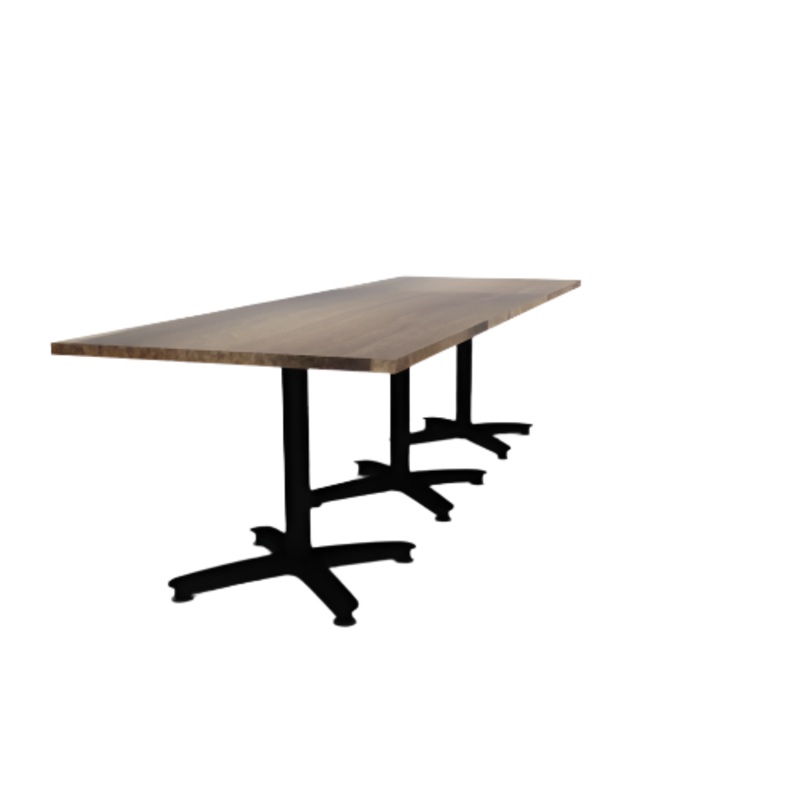 Proof 36″ x 108″ Rectangle Pedestal Cafe Table with Arched Base Set of 3 Solid Wood Top