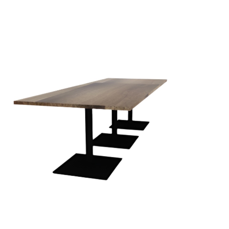 Proof 42″ x 108″ Rectangle Pedestal Cafe Table with Square Steel Base Set of 3 Solid Wood Top