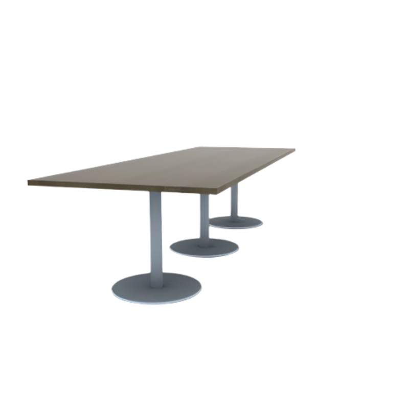 Proof 42″ x 120″ Rectangle Pedestal Cafe Table with Round Stainless Steel Base Set of 3 Solid Wood Top