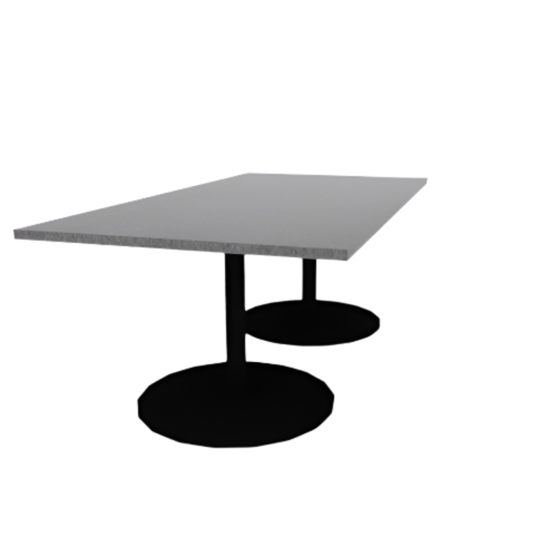 Proof 42″ x 84″ Rectangle Pedestal Cafe Table with Round Steel Base Pair HPL Top