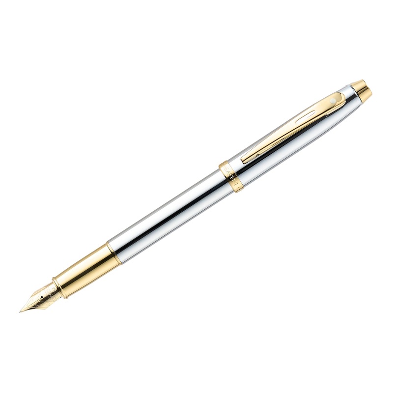 Sheaffer 100 Fountain Pen – Bright Chrome/Gold Fine