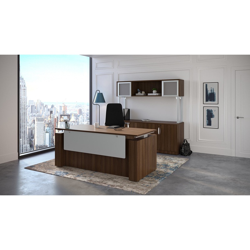 StandUp Standing Height Adjustable Office Desk with Storage Cabinet, Hutch & Drawers Arcadia White