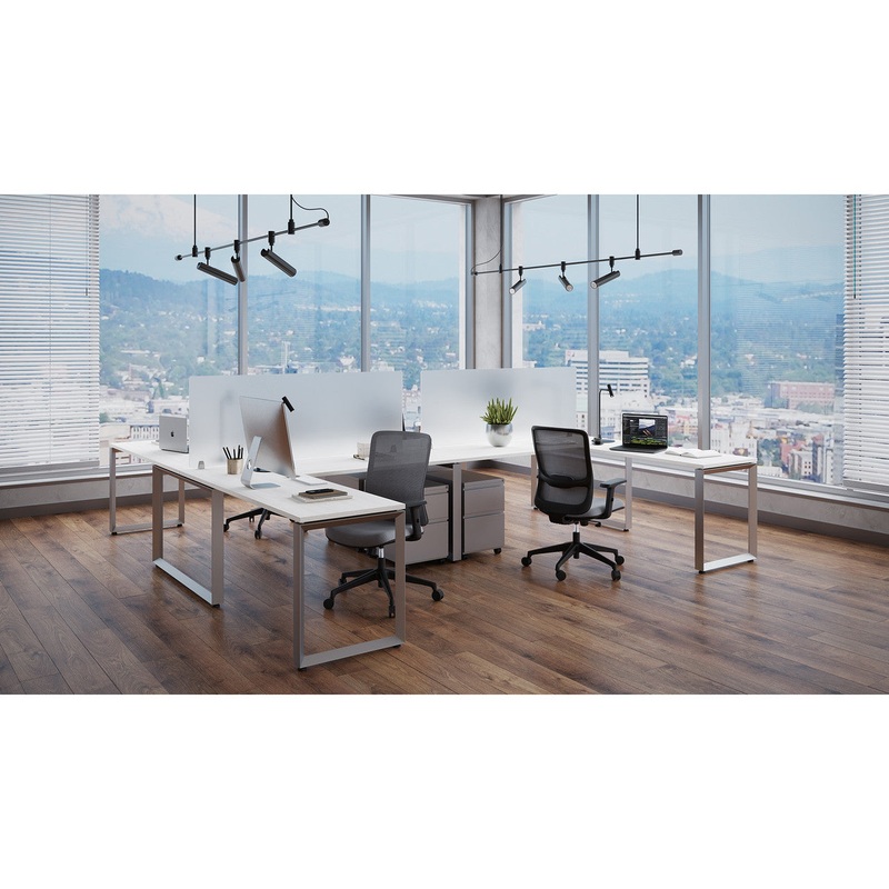 Variant 4 Person Open Concept Office Desk Workstation with Storage Drawers Arcadia White