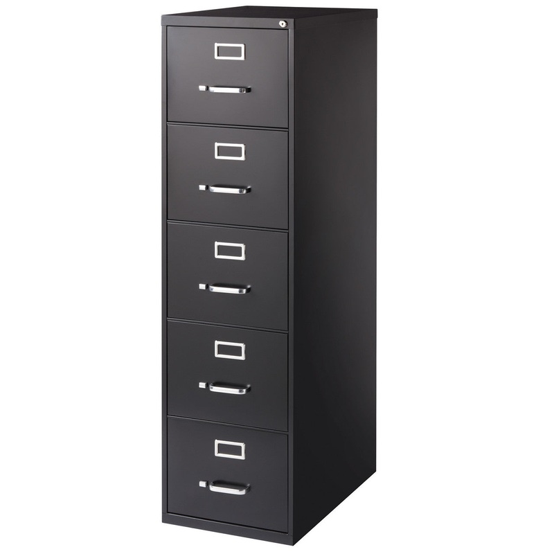 OS Steel 26.5″ Deep, Legal 5 Drawer Vertical File Cabinet Black