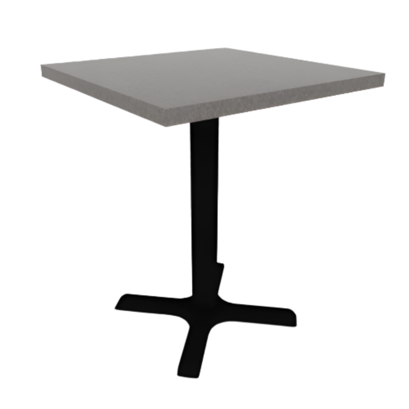 Proof 24″ Square Pedestal Cafe Table with Cast Iron X-Base HPL Top