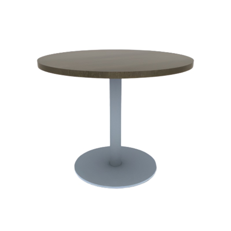 Proof 36″ Dia Round Pedestal Cafe Table with Round Stainless Steel Base Solid Wood Top