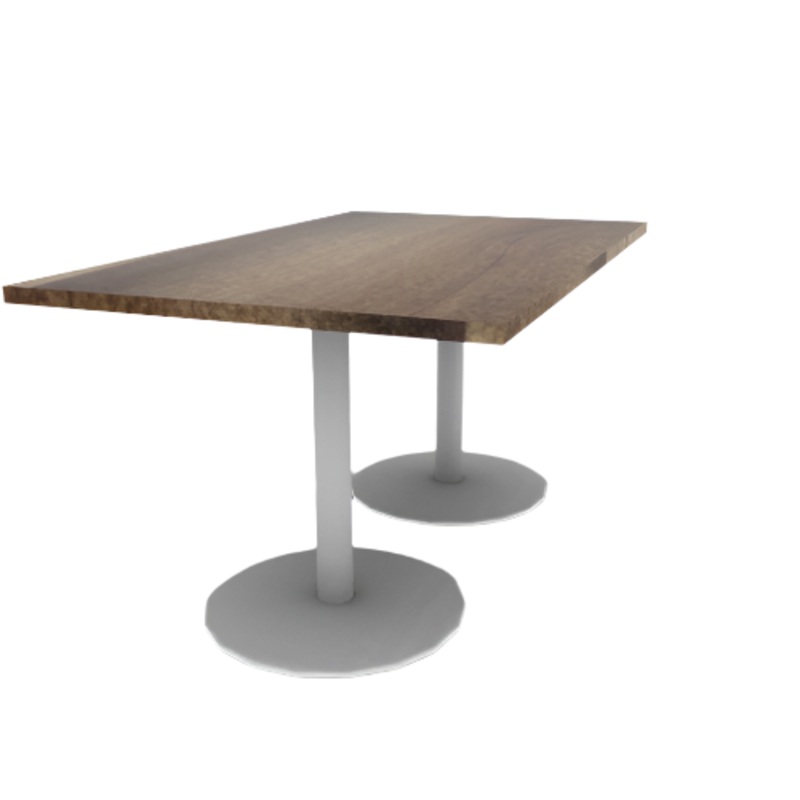 Proof 36″ x 60″ Rectangle Pedestal Cafe Table with Round Base Pair Solid Wood Top
