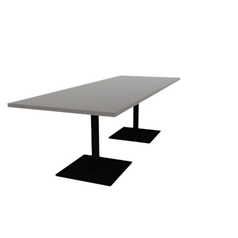 Proof 36″ x 96″ Rectangle Pedestal Cafe Table with Square Steel Base Pair HPL Top