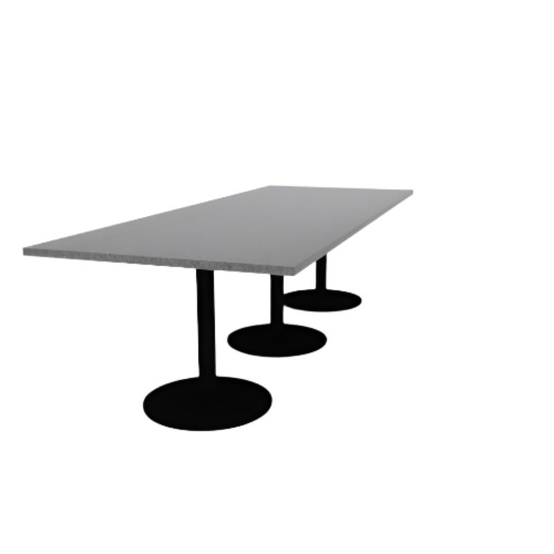 Proof 42″ x 108″ Rectangle Pedestal Cafe Table with Round Steel Base Set of 3 HPL Top