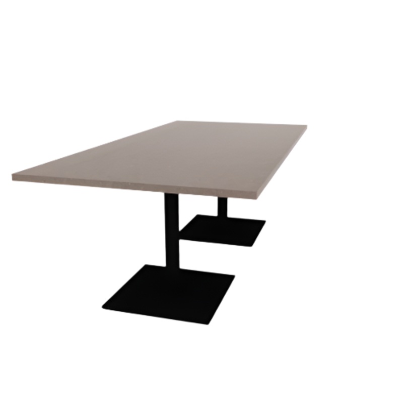 Proof 42″ x 84″ Rectangle Pedestal Cafe Table with Square Steel Base Pair HPL Top