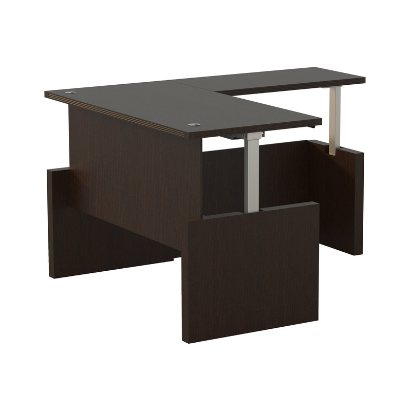 Aberdeen Height-Adjustable Desk, Straight Front with Return, 72″ W Mocha
