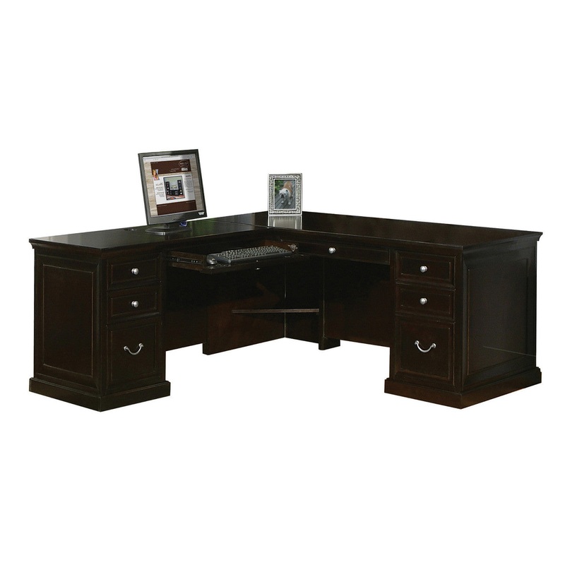 Markle L Shaped Executive Desk with Storage Drawers Rich Espresso