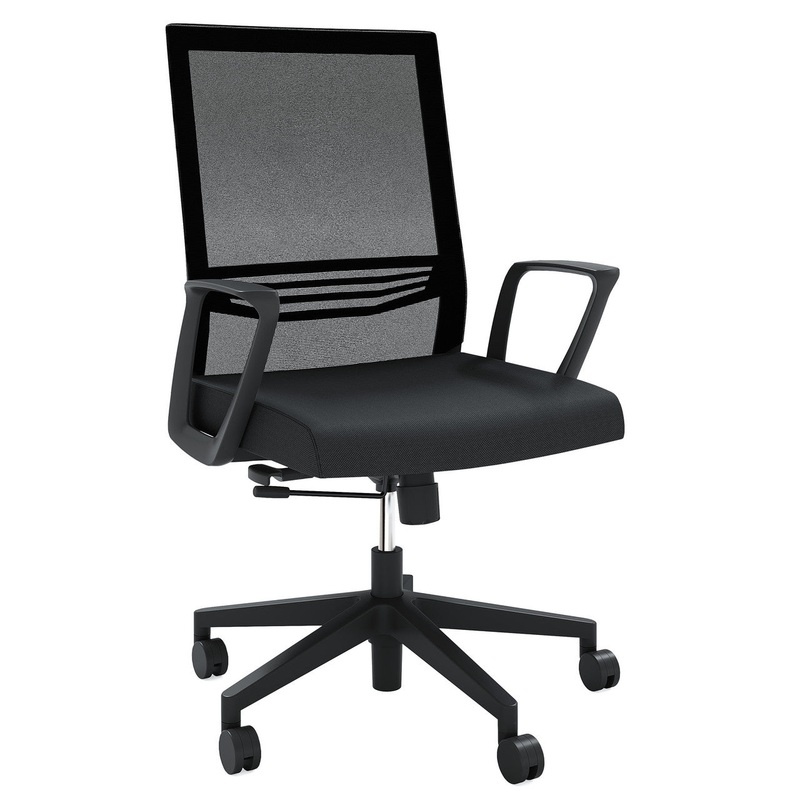 Oslo Mid-Back Mesh Conference Chair with Fixed Arms Black Fabric Chrome