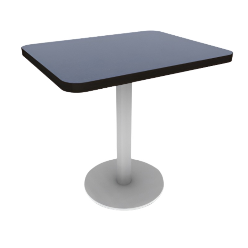 Proof 24″ x 30″ Rectangle Pedestal Cafe Table with Round Steel Base; HPL Top