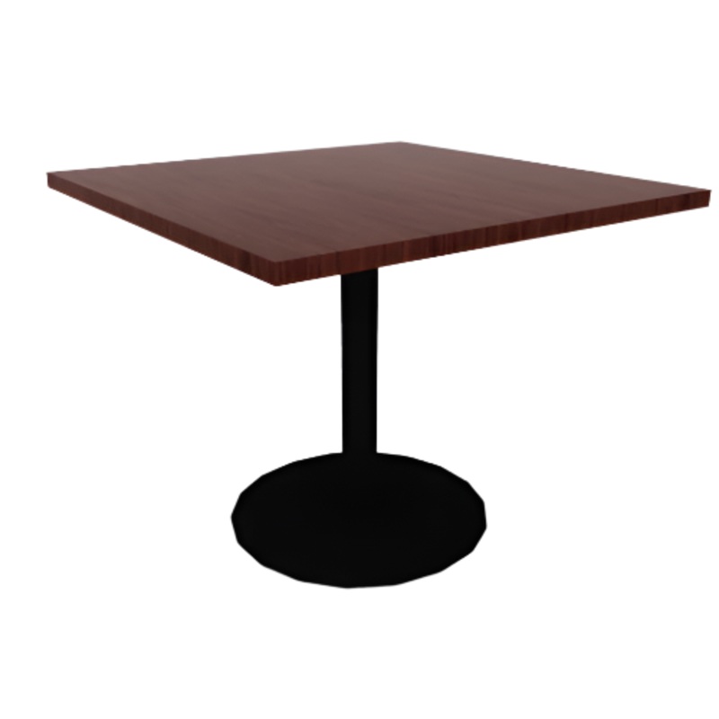 Proof 36″ Square Pedestal Cafe Table with Cast Iron Round Base HPL Top