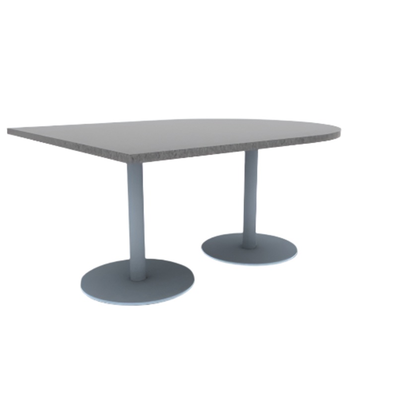 Proof 48″ x 60″ Horseshoe Pedestal Cafe Table with Round Stainless Steel Base Pair HPL Top