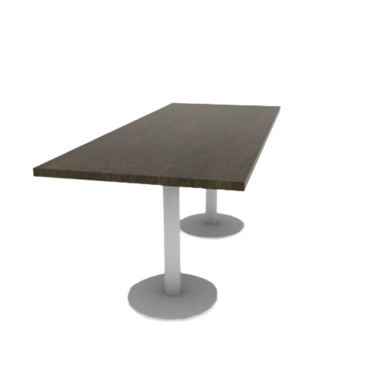 Proof 30″ x 72″ Rectangle Pedestal Cafe Table with Round Base Pair Solid Wood Top