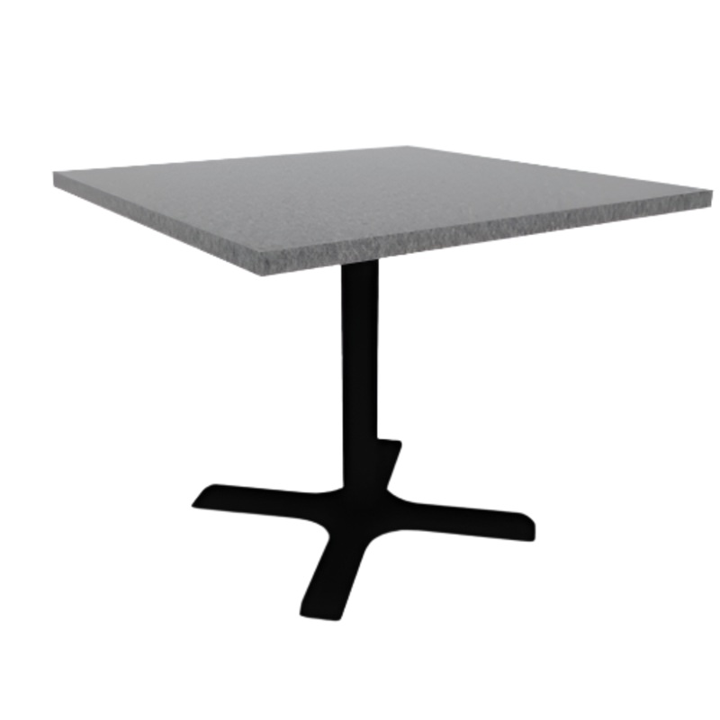 Proof 36″ Square Pedestal Cafe Table with Cast Iron X-Base HPL Top