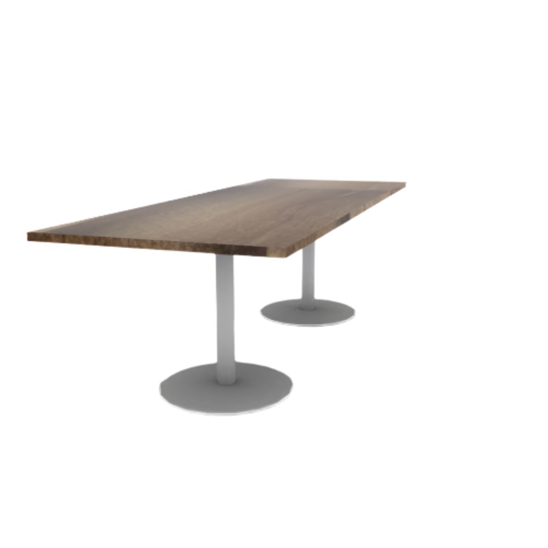 Proof 36″ x 96″ Rectangle Pedestal Cafe Table with Round Base Pair Solid Wood Top