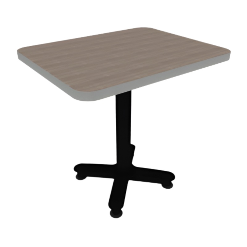 Proof 24″ x 30″ Rectangle Pedestal Cafe Table with Cast Iron Arched Base; HPL Top