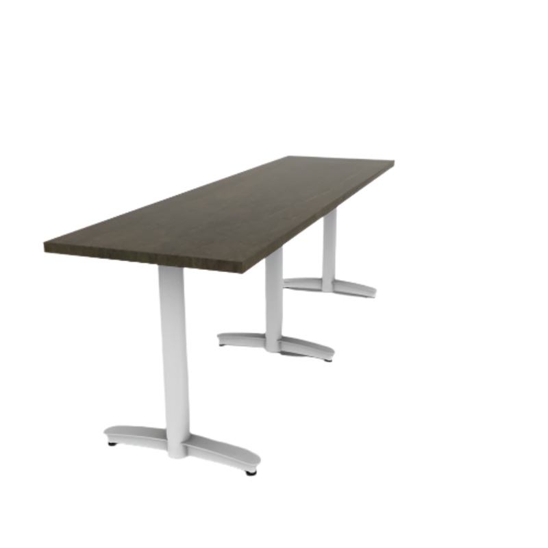 Proof 24″ x 84″ Rectangle Pedestal Cafe Table with Arched T-Legs Set of 3 Solid Wood Top