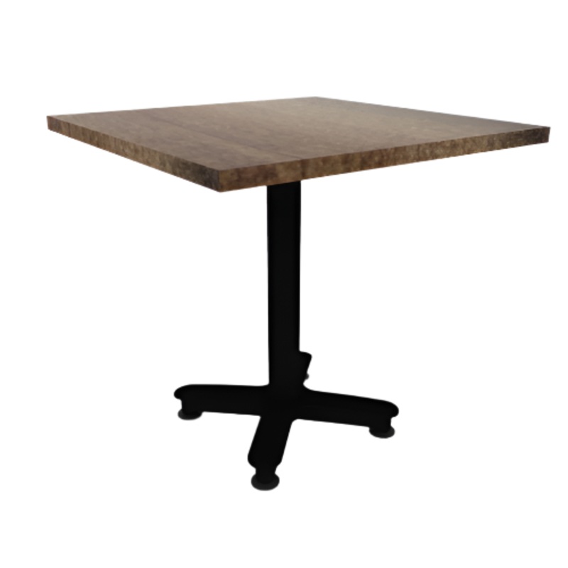 Proof 30″ Square Pedestal Cafe Table with Cast Iron Arched Base Solid Wood Top