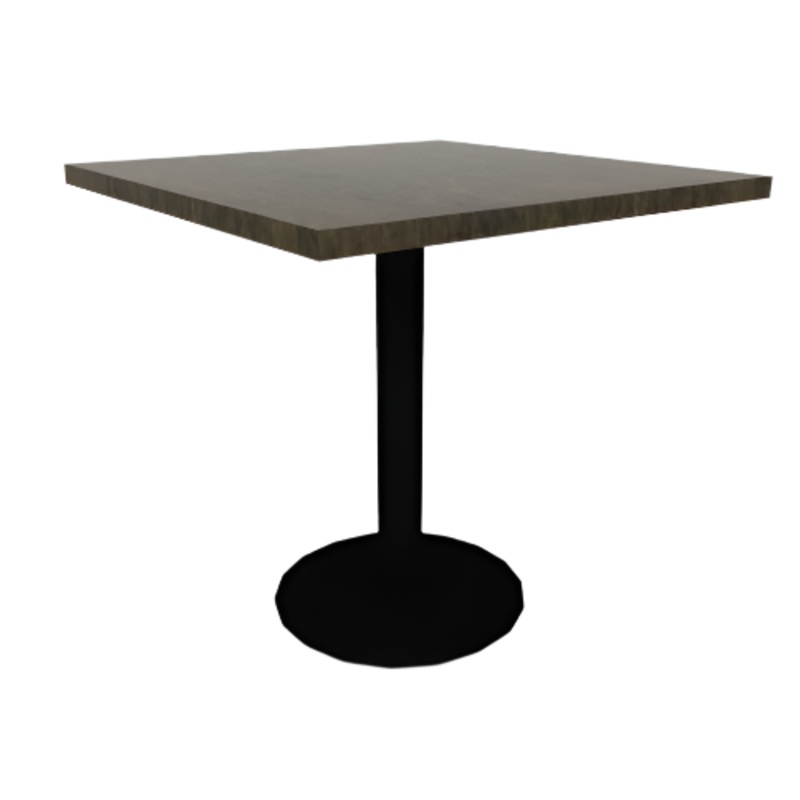Proof 30″ Square Pedestal Cafe Table with Cast Iron Round Base Solid Wood Top