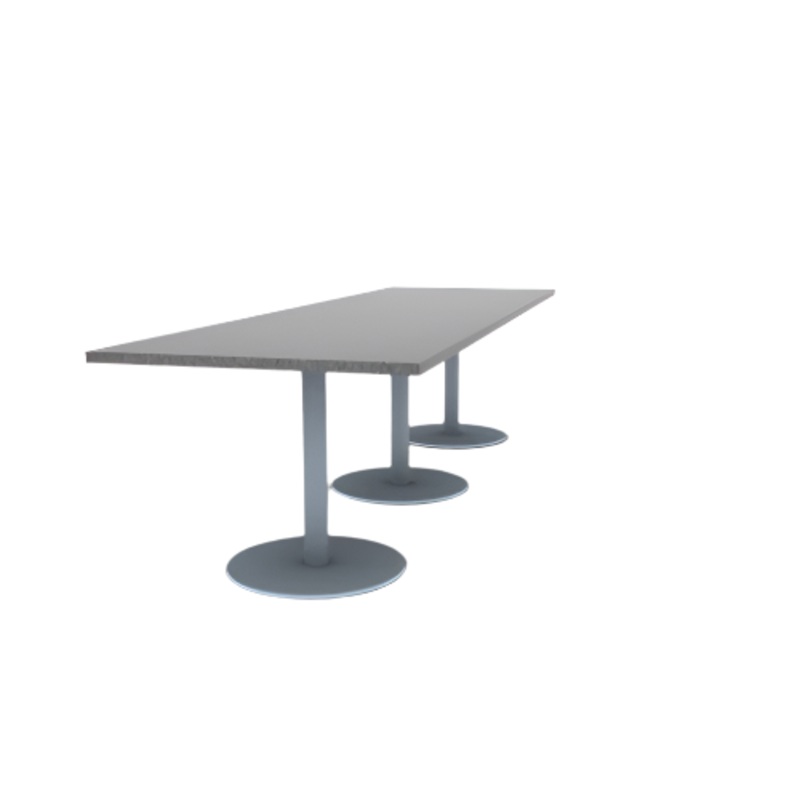 Proof 36″ x 120″ Rectangle Pedestal Cafe Table with Round Stainless Steel Base Set of 3 HPL Top