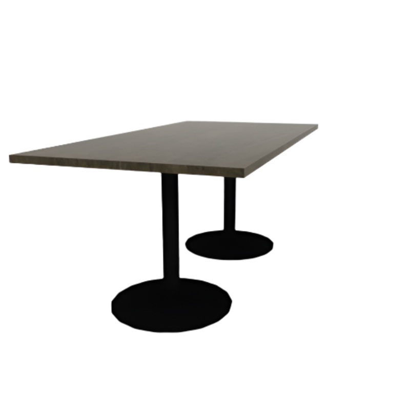 Proof 36″ x 72″ Rectangle Pedestal Cafe Table with Round Base Pair Solid Wood Top