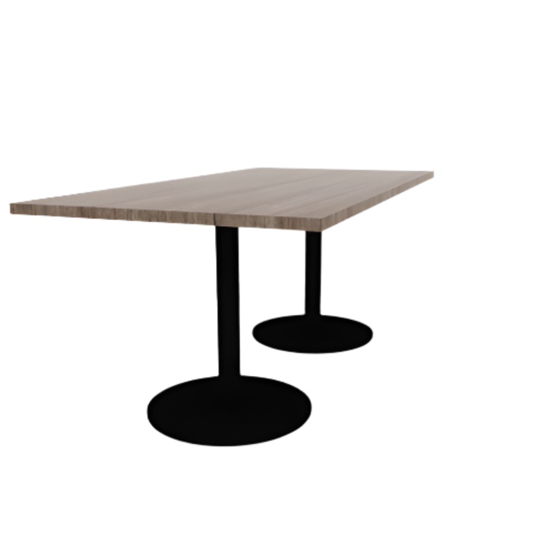Proof 36″ x 72″ Rectangle Pedestal Cafe Table with Round Steel Base Pair TFL Top