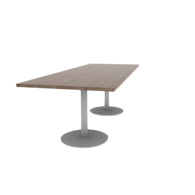 Proof 36″ x 96″ Rectangle Pedestal Cafe Table with Round Base Pair HPL Top