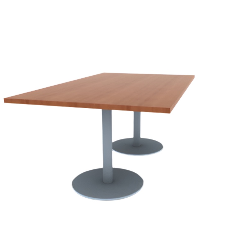 Proof 42″ x 72″ Rectangle Pedestal Cafe Table with Round Stainless Steel Base Pair HPL Top