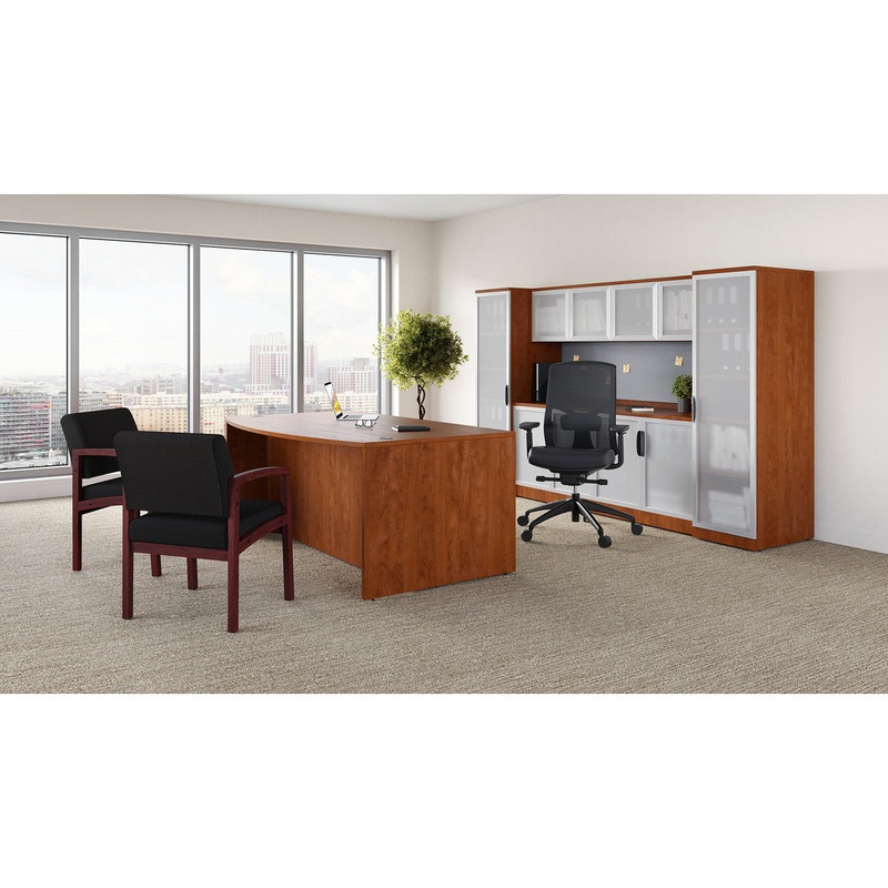 OS Laminate Executive Office Furniture – Bow Front Desk, Wardrobe Cabinets & Drawer Pedestals Coastal Gray