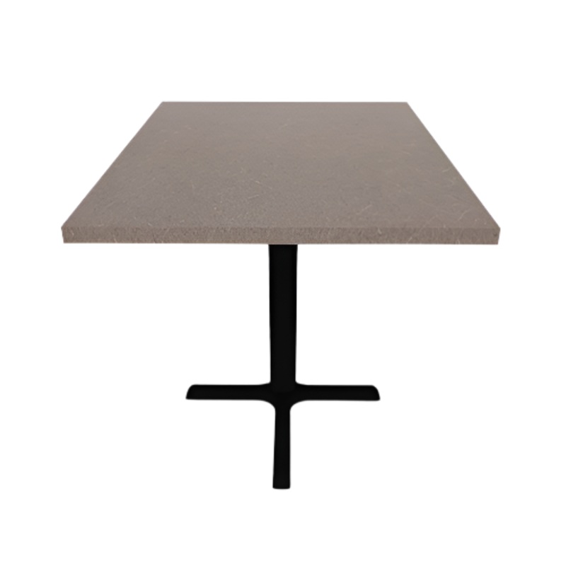 Proof 30″ x 42″ Rectangle Pedestal Cafe Table with Straight T-Legs Pair HPL Top Knife Edge