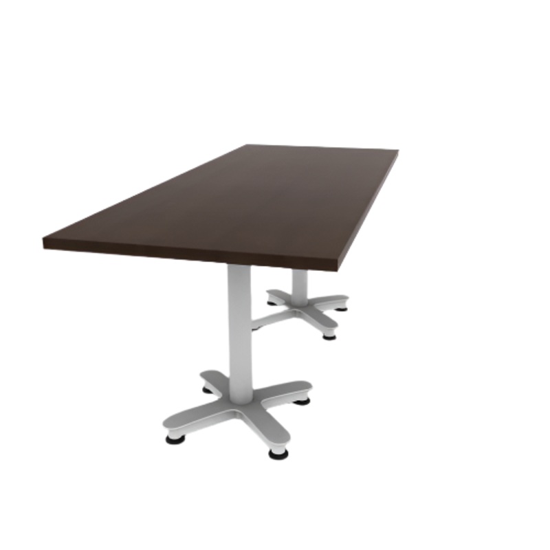 Proof 30″ x 72″ Rectangle Pedestal Cafe Table with Arched Base Pair HPL Top