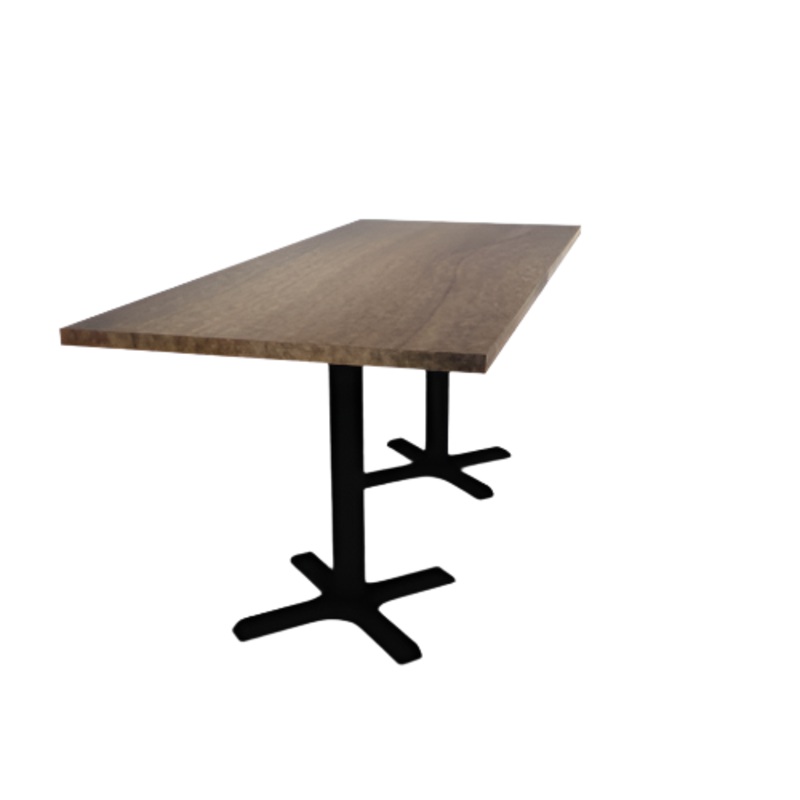Proof 30″ x 72″ Rectangle Pedestal Cafe Table with X-Base Pair Solid Wood Top