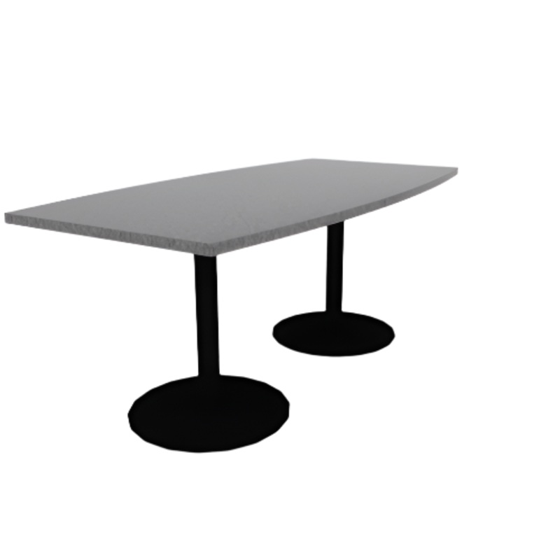 Proof 36″ x 72″ Boat Pedestal Cafe Table with Round Base Pair HPL Top