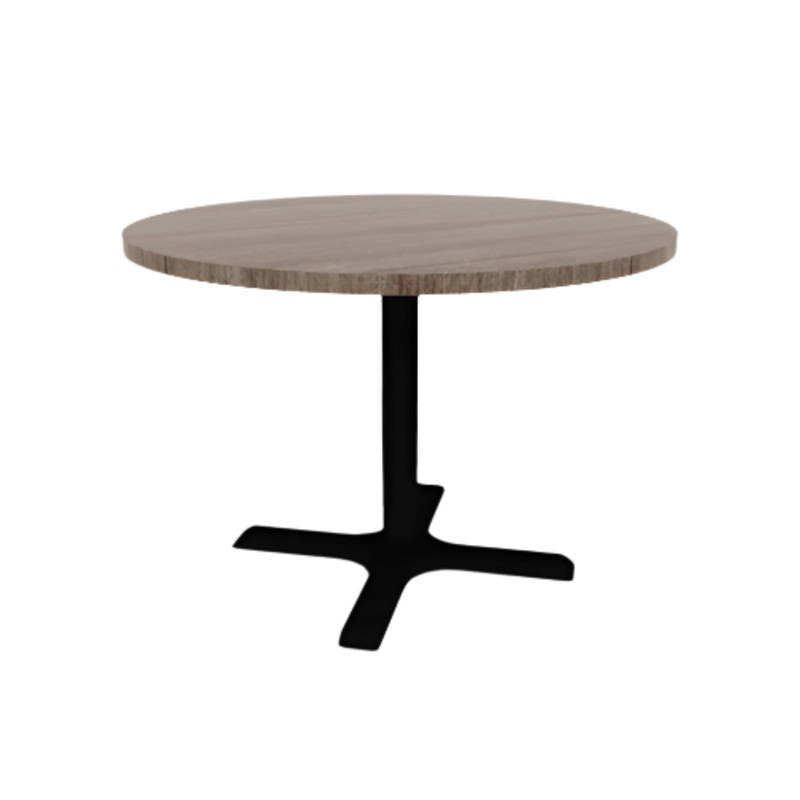 Proof 42″ Dia Round Pedestal Cafe Table with Cast Iron X-Base TFL Top 3MM PVC Edge