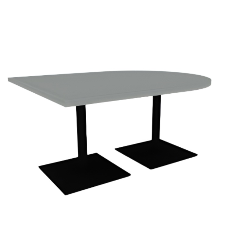 Proof 48″ x 60″ Horseshoe Pedestal Cafe Table with Square Steel Base Pair HPL Top
