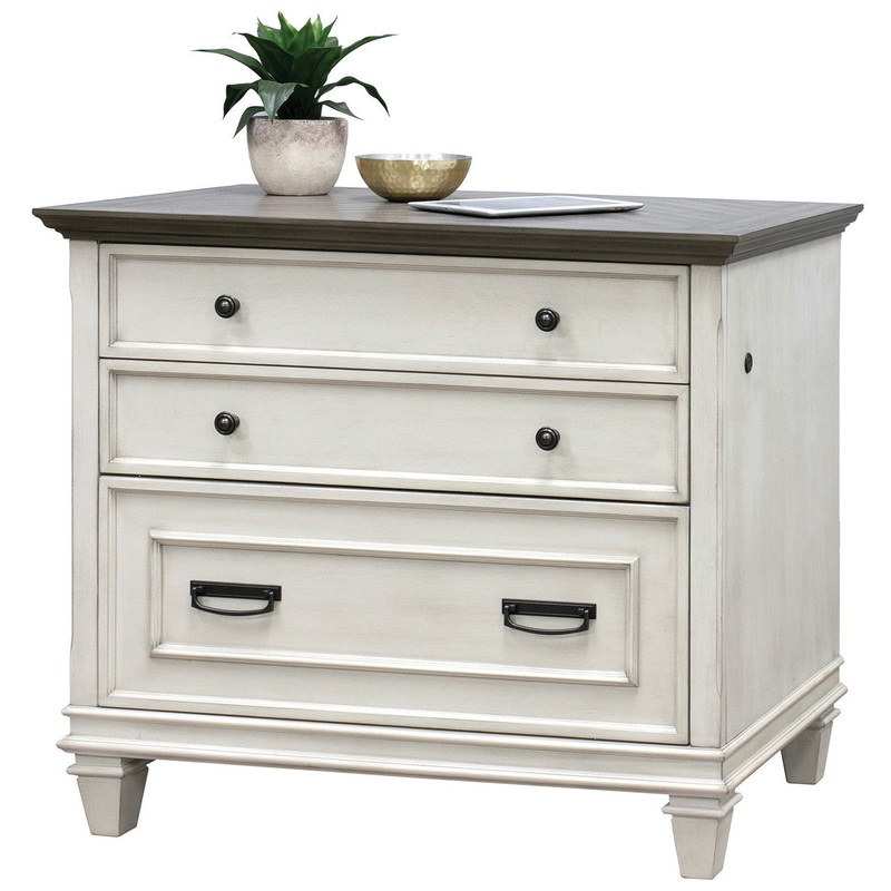 Refined 2 Drawer Lateral File Cabinet Vintage Black with Wood Plank Tops