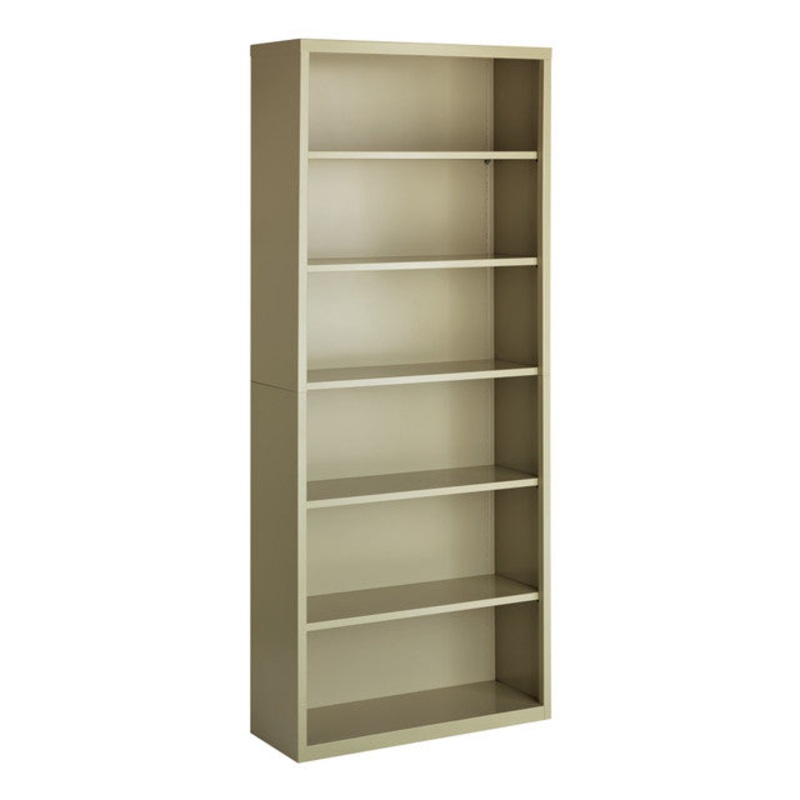 OS 82″ High 6 Shelf Metal Bookcase Putty